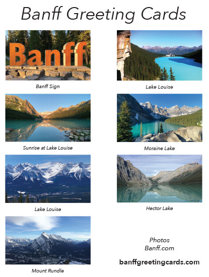 7 Banff gift cards of Banff and Lake Louise iconic locations that come in every case.