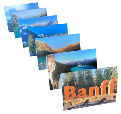 7 Banff gift cards of Banff and Lake Louise iconic locations that come in every case.